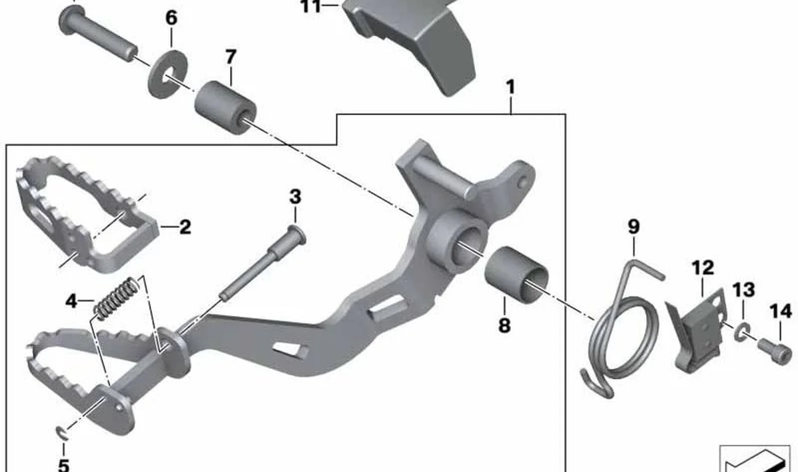 Pedal de freno OEM 35217692671 para BMW Motorrad R 1200 GS, R 1200 GS Adventure. Original BMW Motorrad.