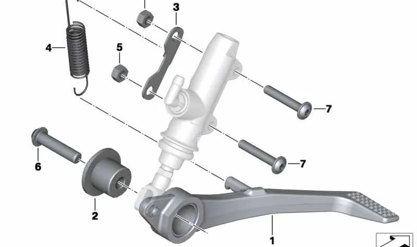 Pedal de freno trasero OEM 46718542082 para motos BMW S 1000 RR (K46), S 1000 R (K47). Original BMW Motorrad.