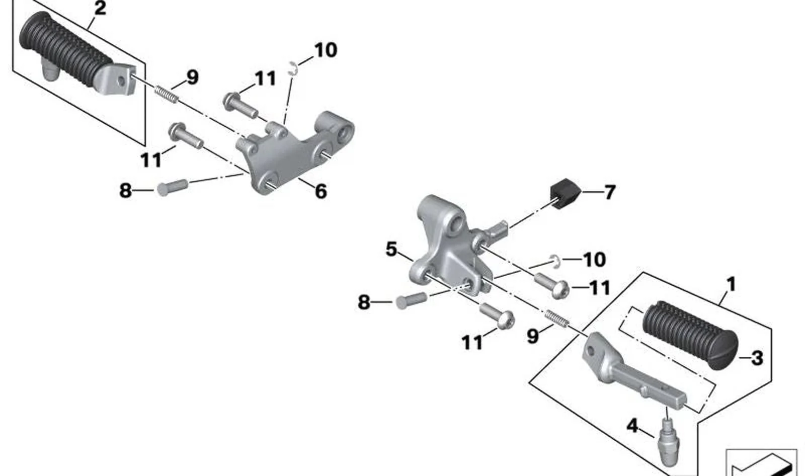 Perno OEM 46711687454 para reposapiés delanteros en motos BMW R 18, R 18 Classic. Original BMW Motorrad.