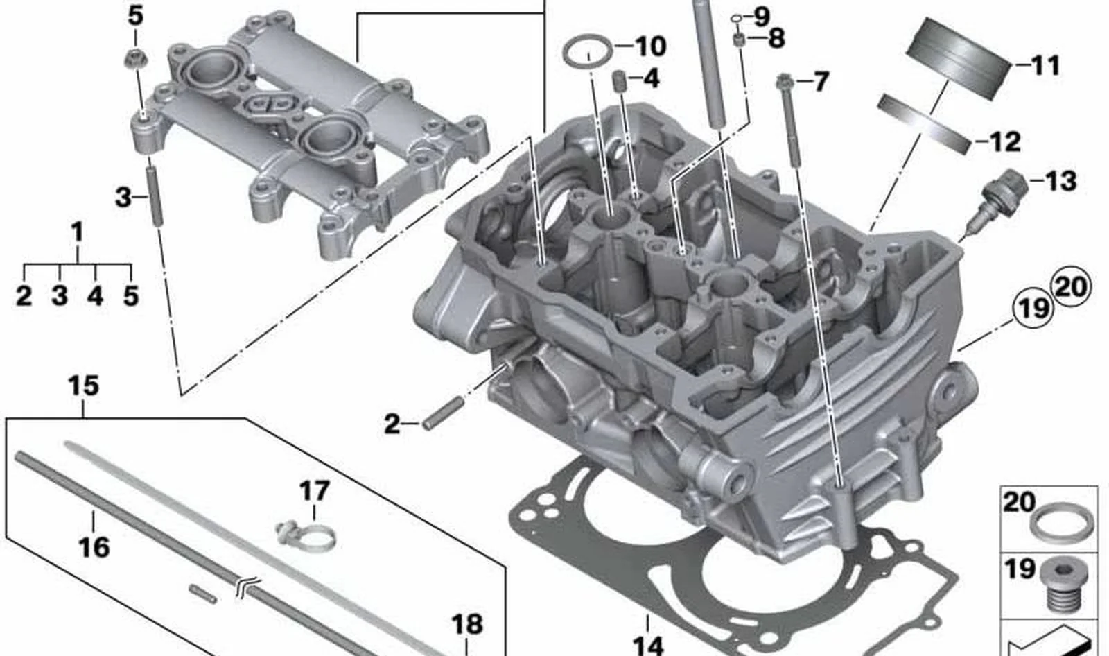 Perno roscado OEM 11127690468 para motos BMW F700GS, F800GT, F800S, F800ST, F800GS... y más. Original BMW Motorrad.