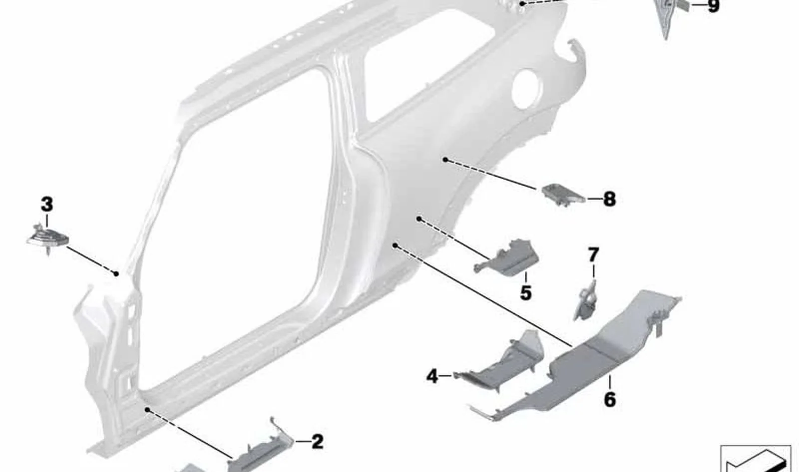 Pieza columna A inferior interior OEM 41009800338 para MINI Countryman R60, Paceman R61. Original MINI.