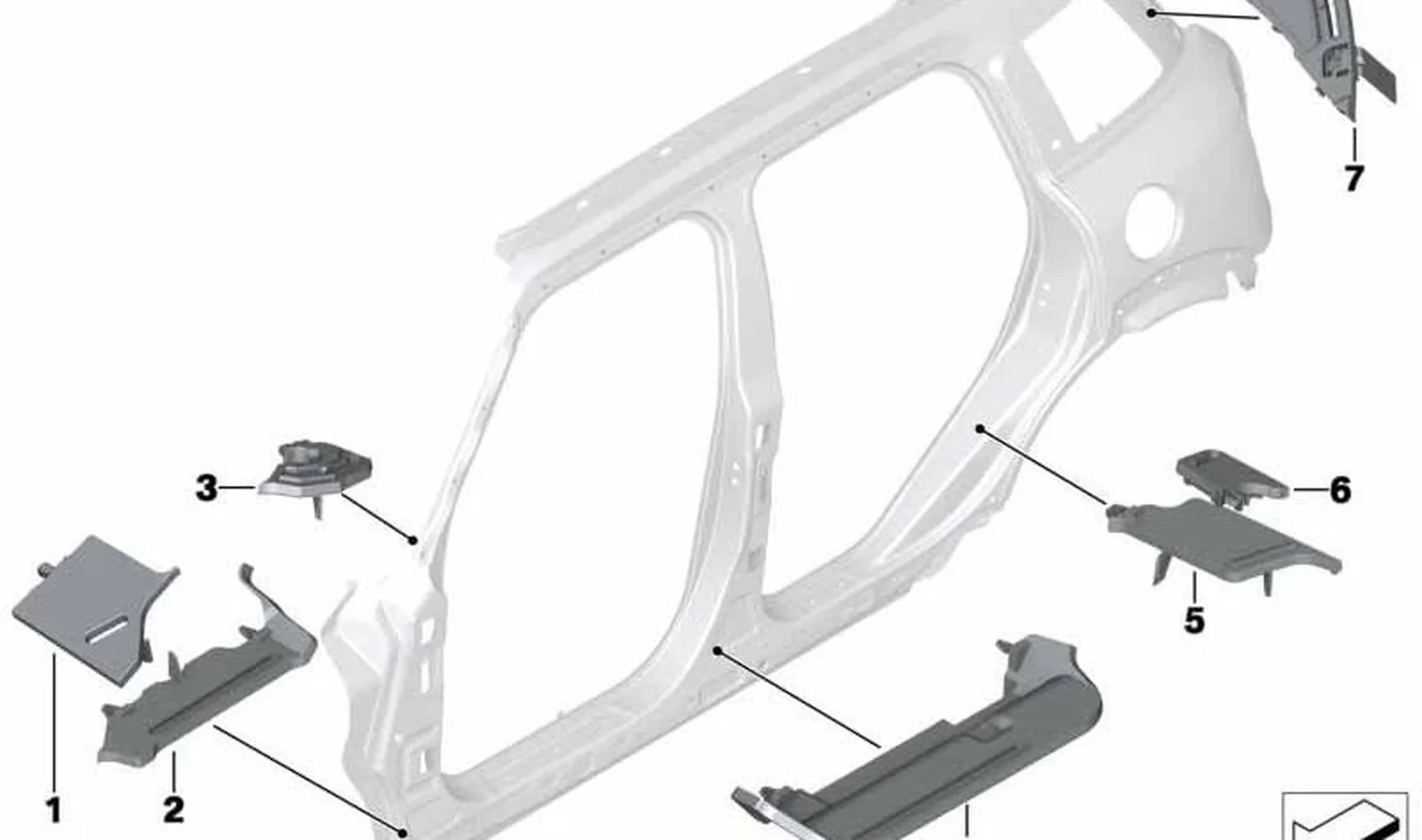 Pieza conformada pasarruedas exterior izquierda OEM 41009800371 para MINI Countryman R60 (2010-2016). Original MINI.