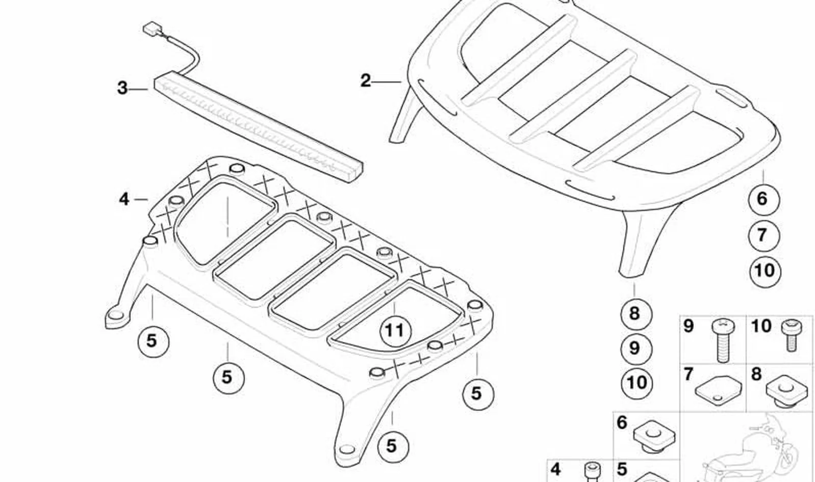 Pieza distanciadora trasera izquierda OEM 52537655295 para BMW Motorrad K1200RS, K1200LT. Original BMW Motorrad.