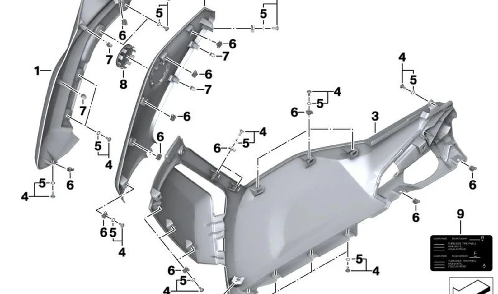 Pieza lateral del carenado inferior derecha OEM 46638545682 para BMW Motorrad C evolution (K17). Original BMW Motorrad.