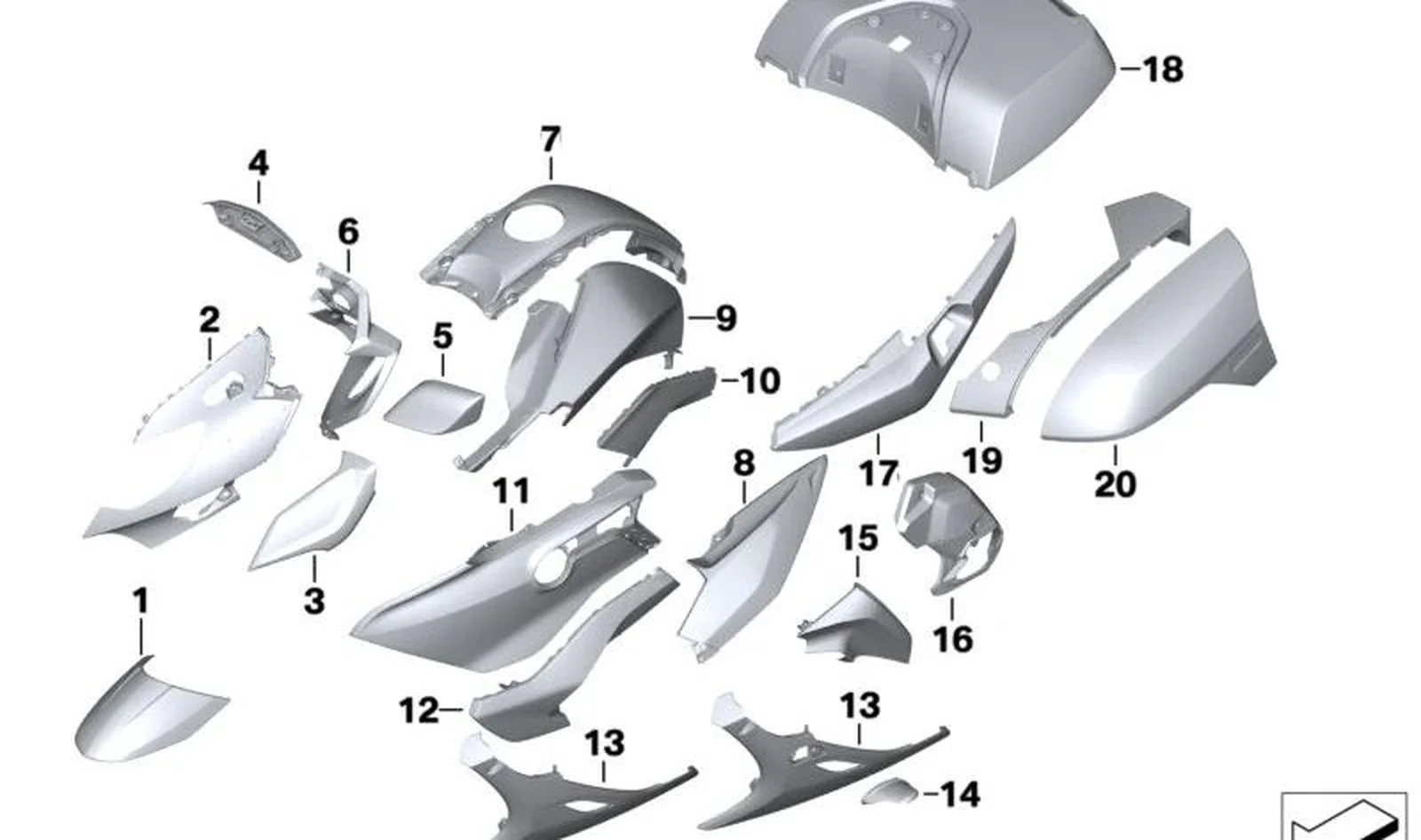 Pieza lateral trasera izquierda OEM 46638553919 para motos BMW K1600GT, K1600GTL. Original BMW Motorrad.