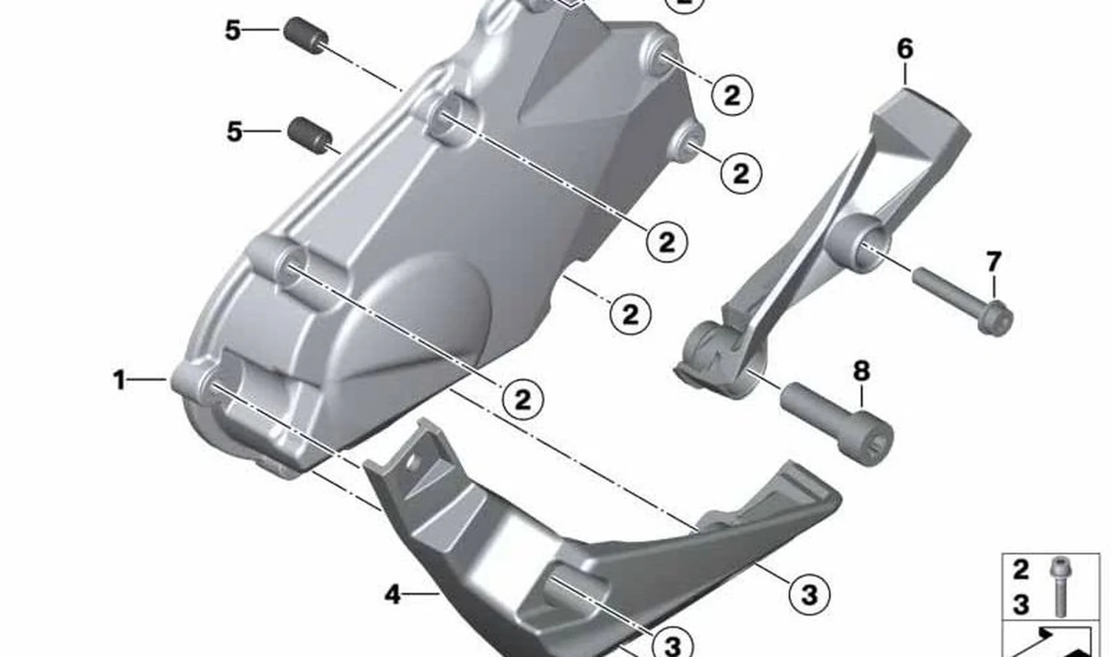 Pieza protectora derecha OEM 11148406133 para BMW Motorrad K 1600 Bagger. Original BMW Motorrad.