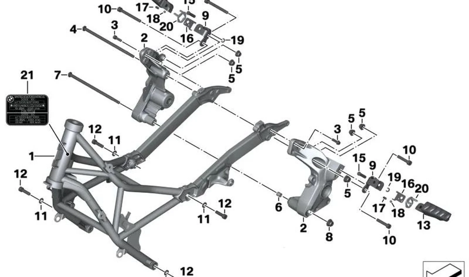 Pieza terminal del chasis izquierdo OEM 46518529814 para BMW Motorrad C 600 Sport, C 650 Sport, C 650 GT. Original BMW Motorrad.