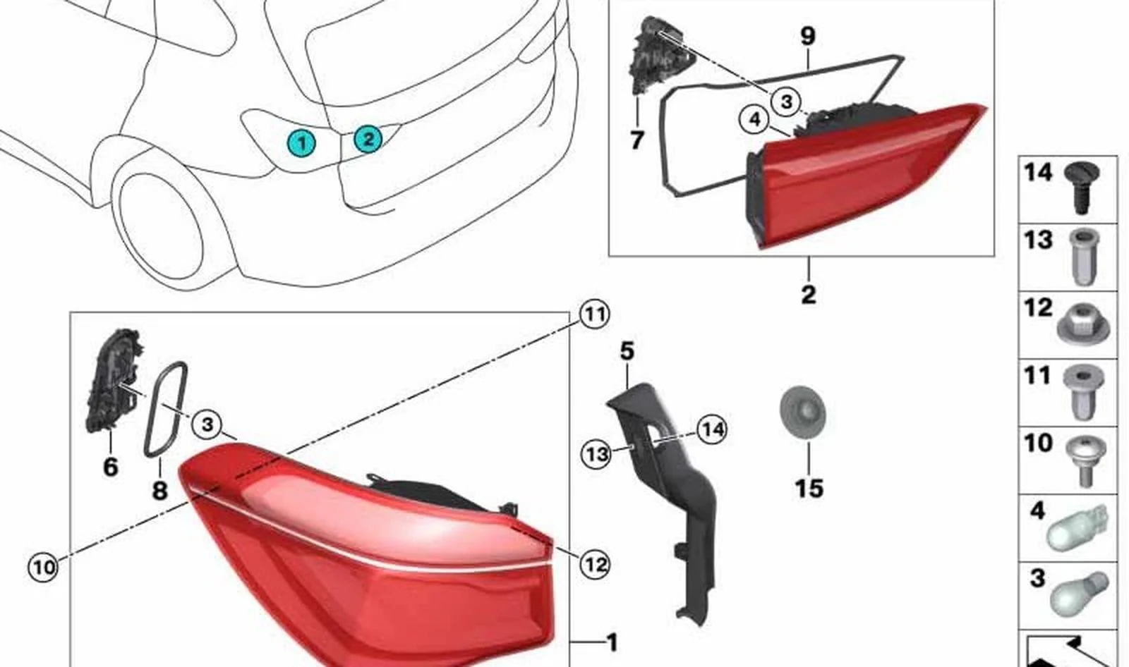 Piloto trasero izquierdo OEM 63217488545 para BMW X1 F48 (11/2014 - 07/2019). Original BMW. - Image 3
