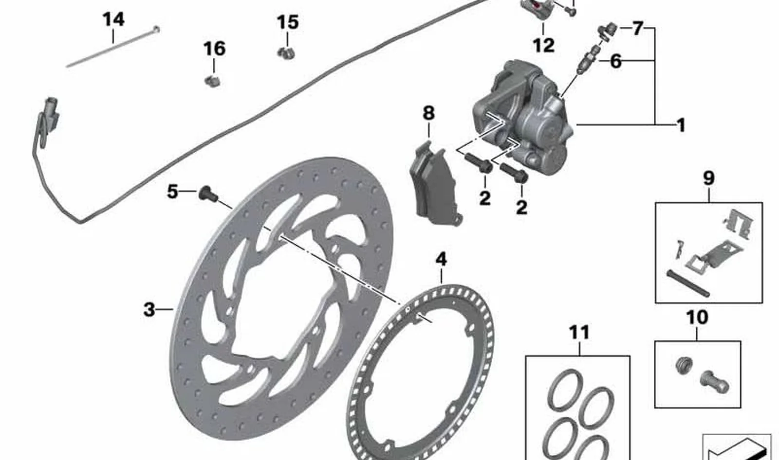 Pinza de freno trasera OEM 34218522987 para motos BMW K1600 GT, K1600 GTL, K1600 Bagger... y más. Original BMW Motorrad.