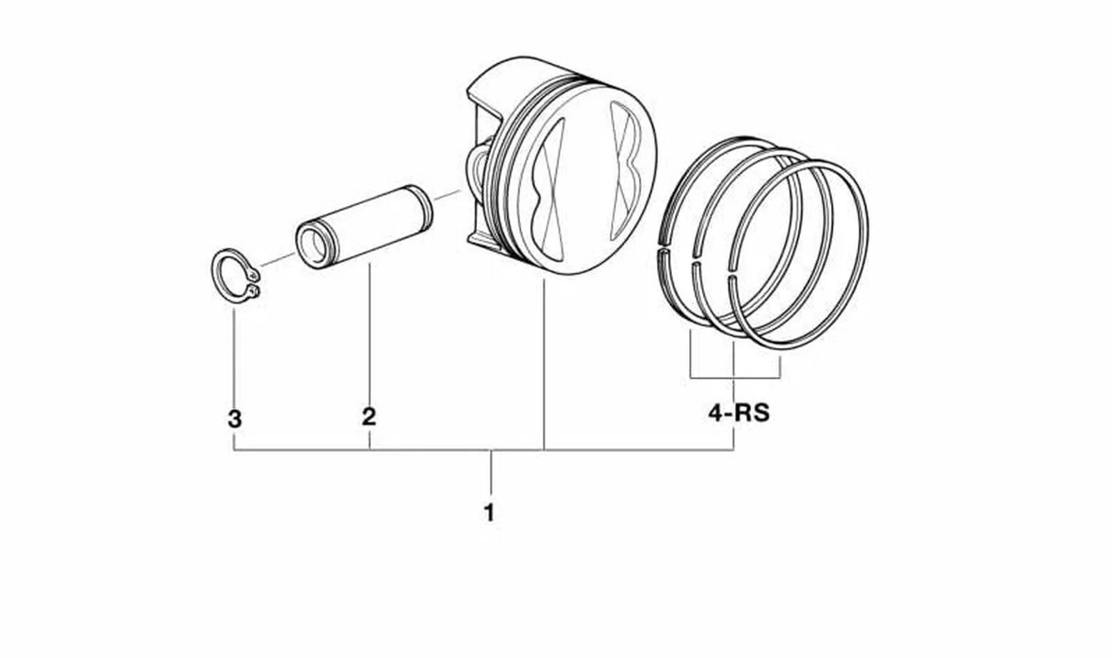 Pistón derecho OEM 11257703096 para motos BMW R 900 RT, R 1200 RT (K26). Original BMW Motorrad.
