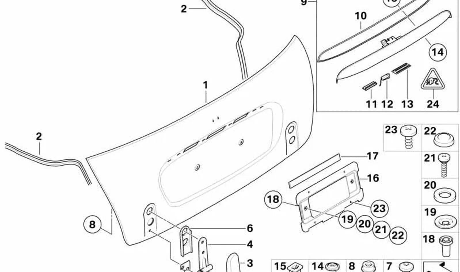 Placa compensadora OEM 41627117464 para MINI Cabrio R52, Mini R50. Original MINI.