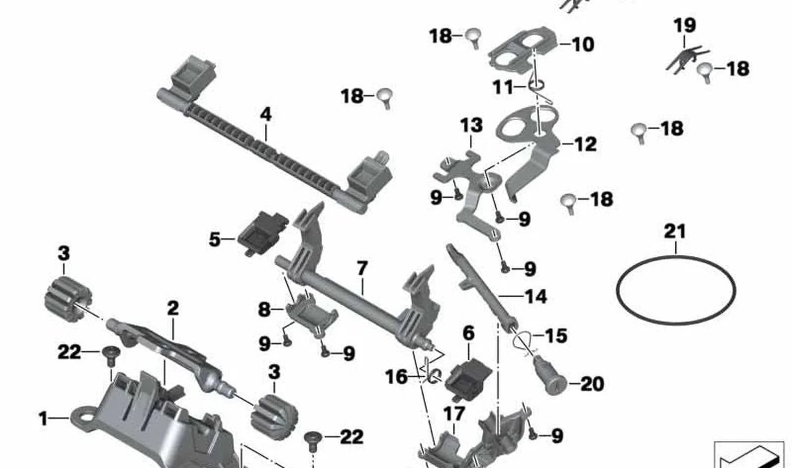 Placa de centrado asiento acompañante OEM 46628533647 para motos BMW R1200GS, R1250GS, R1200GS Adventure, R1250GS Adventure. Original BMW Motorrad.