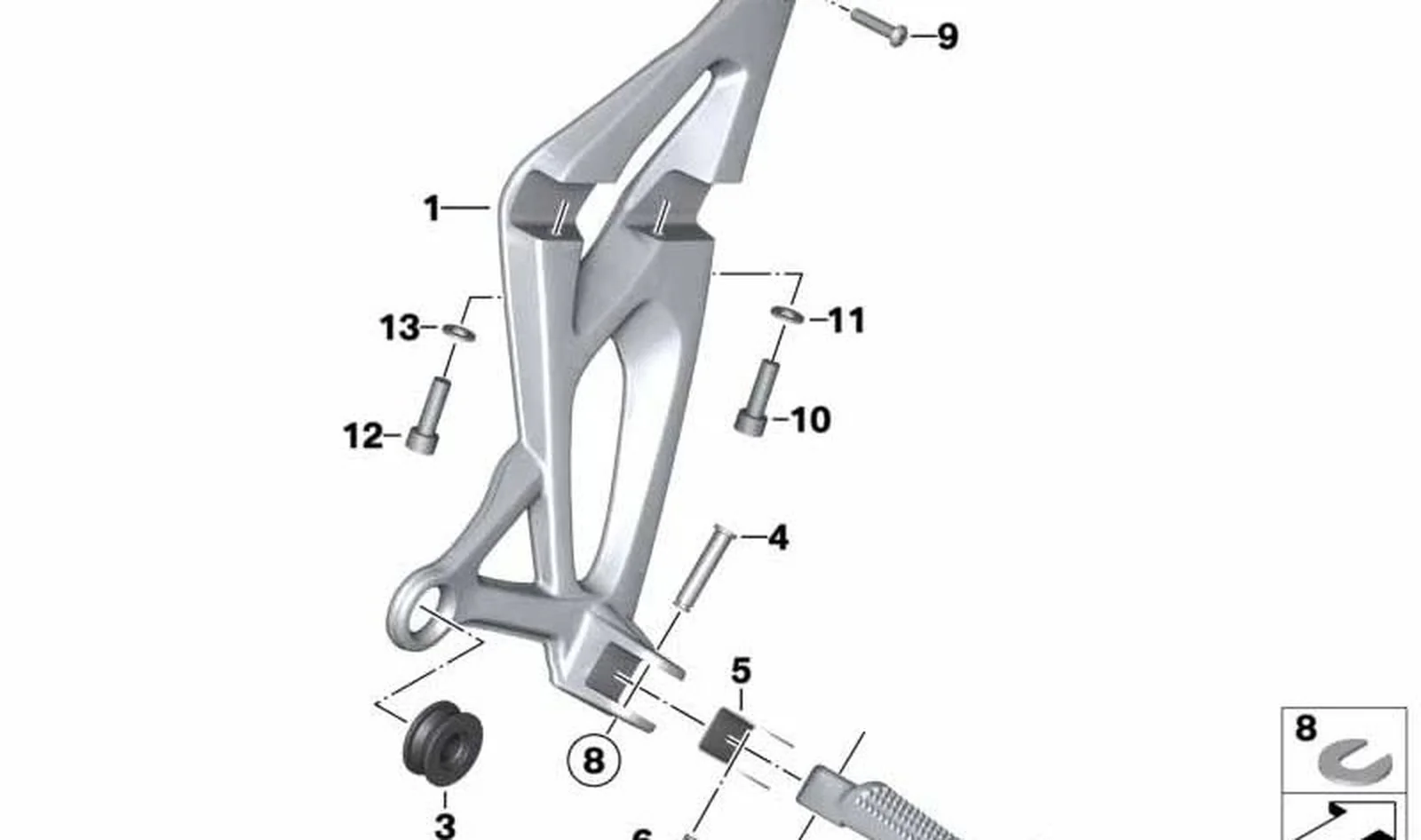 Placa OEM 46717660164 para motos BMW K1200S, K1300S, K1200R, K1300R, HP2 Enduro, HP2 Megamoto, R1200S, S1000RR. Original BMW Motorrad.