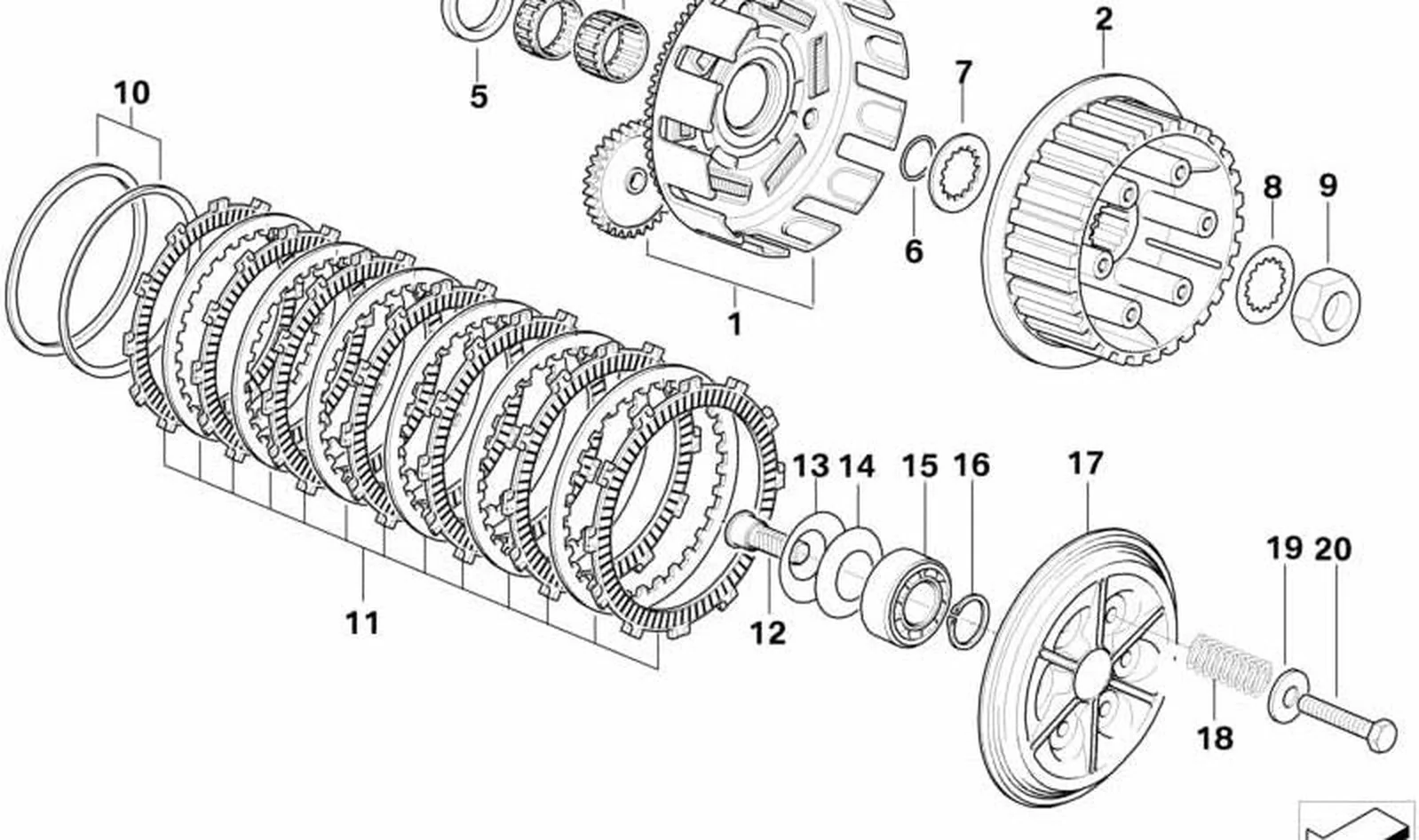 Plato de embrague OEM 21217700142 para motos BMW G 650 X, G 650 GS, G 650 GS Sertão. Original BMW Motorrad.