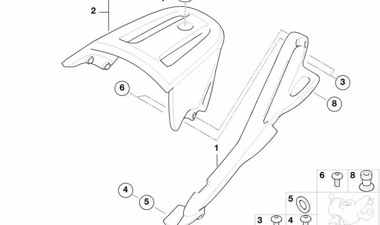 Porta maletas izquierdo OEM 46632329649 para motos BMW R 850 R, R 1150 R, Rockster. Original BMW Motorrad.