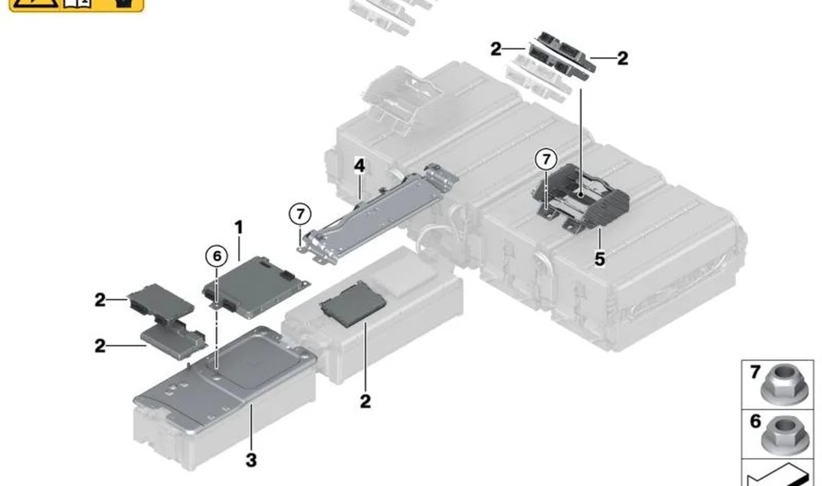 Portador de acumulador de alto voltaje OEM 61279485058 para MINI F56 BEV, F56 BEV LCI, Cabrio F57 BEV. Original MINI.