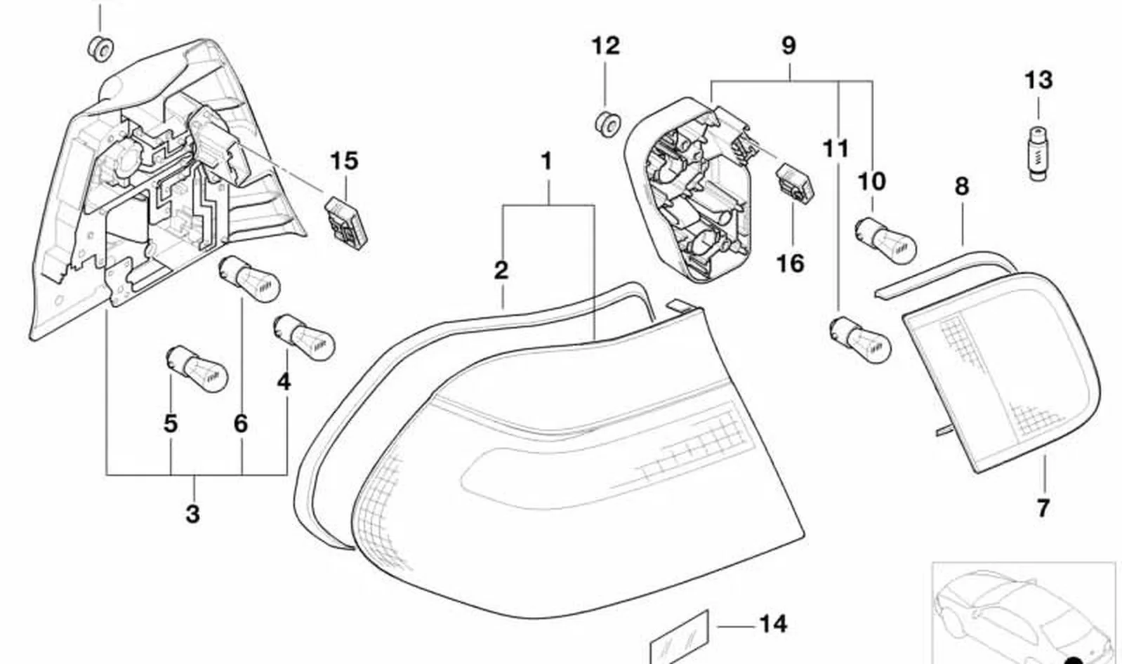 Portalámparas trasero derecho OEM 63218374808 para BMW Serie 3 E46. Original BMW. - Image 3