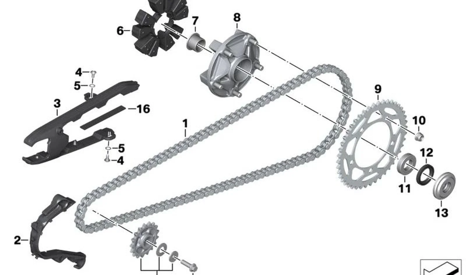 Protección contra caída de cadena OEM 33818392821 para motos BMW F 750 GS, F 850 GS, F 900 R, F 900 XR. Original BMW Motorrad.