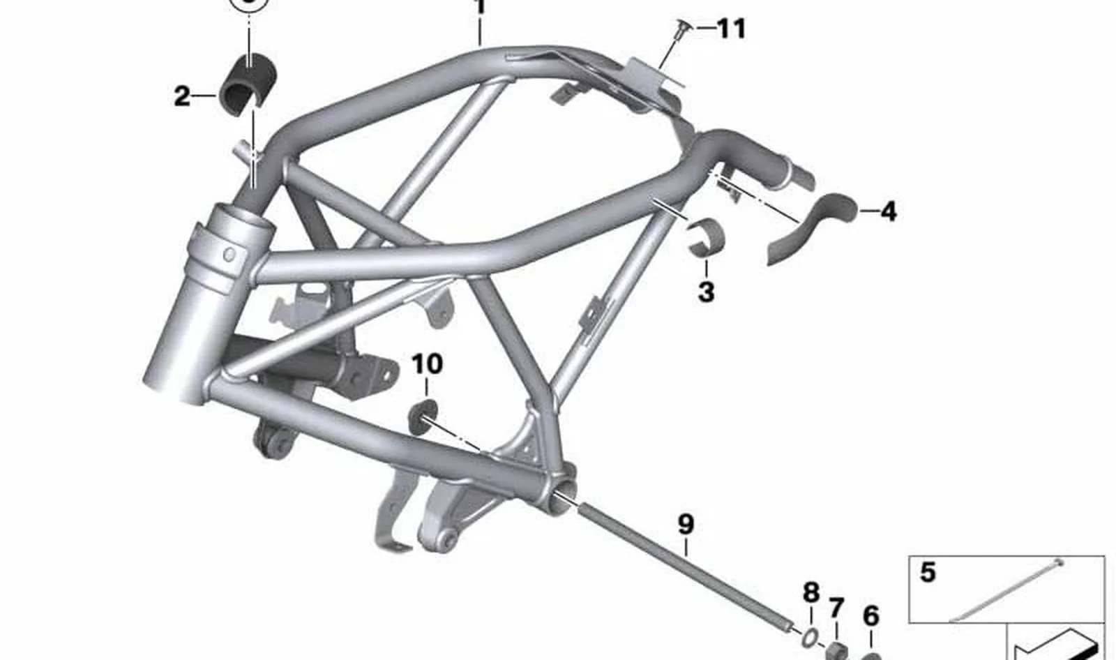 Protección contra frotamiento OEM 46517693898 para motos BMW HP2 Enduro, HP2 Megamoto, R 1200 R. Original BMW Motorrad.