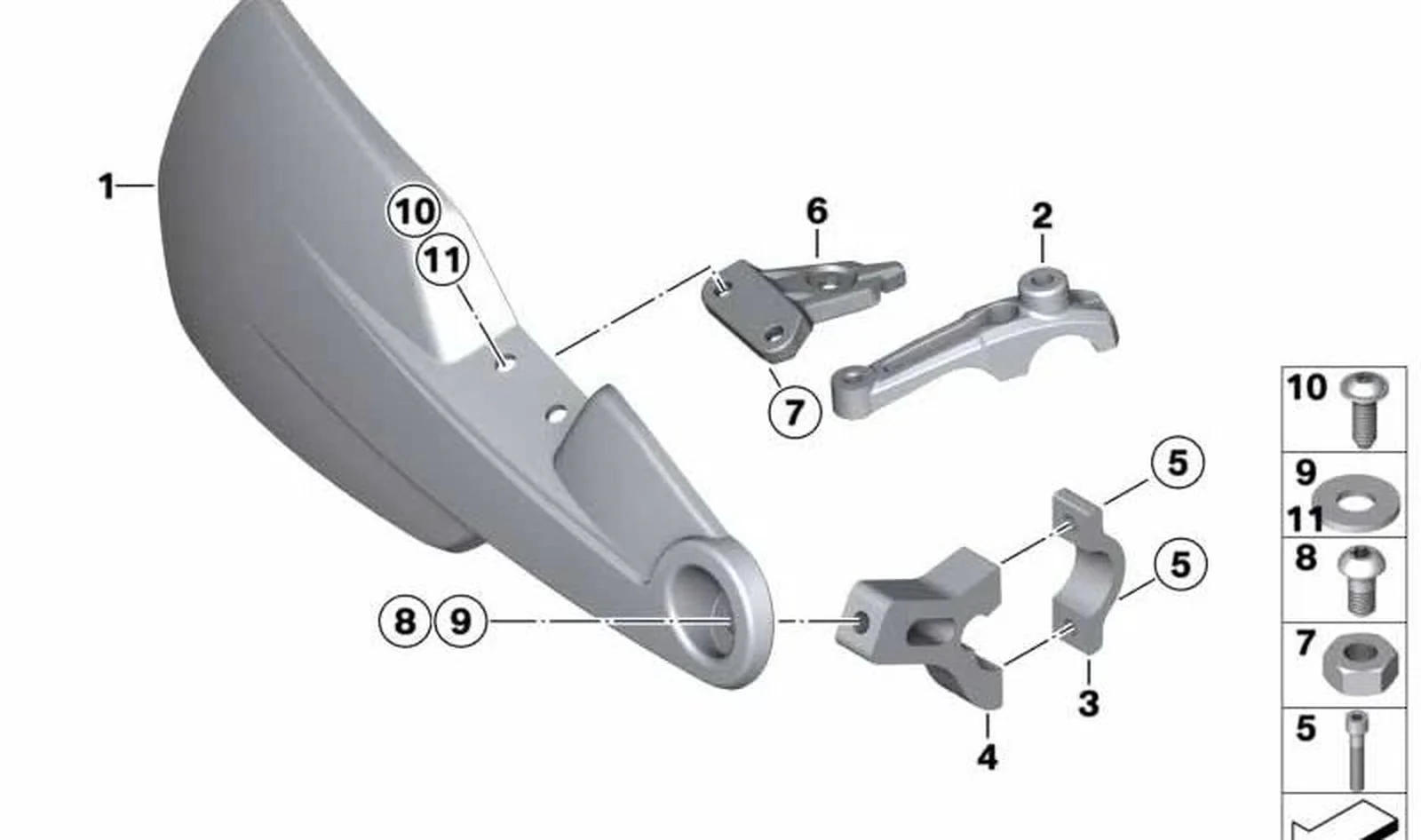 Protección de mano derecha OEM 71607683126 para motos BMW R1200GS, F850GS... y más. Original BMW Motorrad.