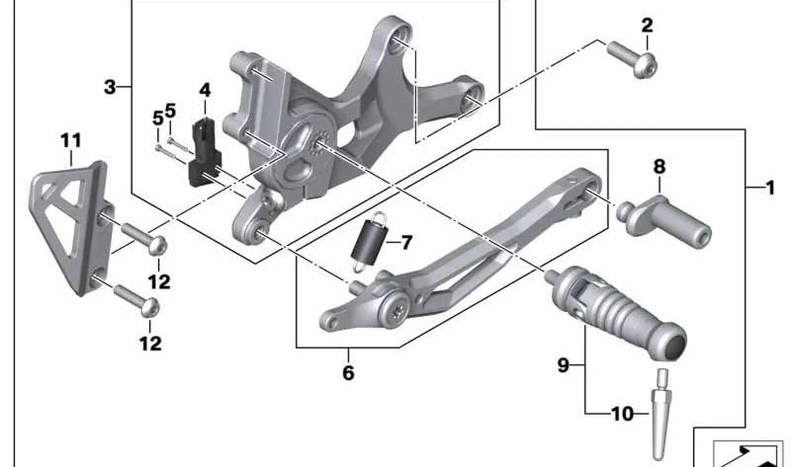 Protección de talón derecho OEM 46718396546 para motos BMW R nineT, R nineT Pure, R nineT Scrambler, R nineT Racer, R nineT Urban G/S. Original BMW Motorrad.