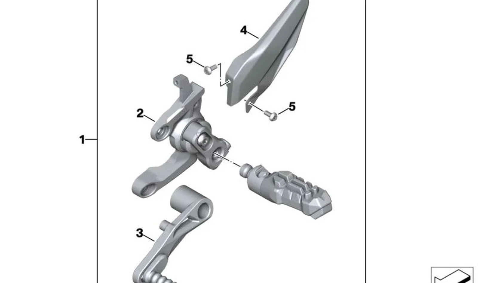 Protección de talón izquierda OEM 77259445031 para motos BMW S 1000 XR, M 1000 XR. Original BMW Motorrad.