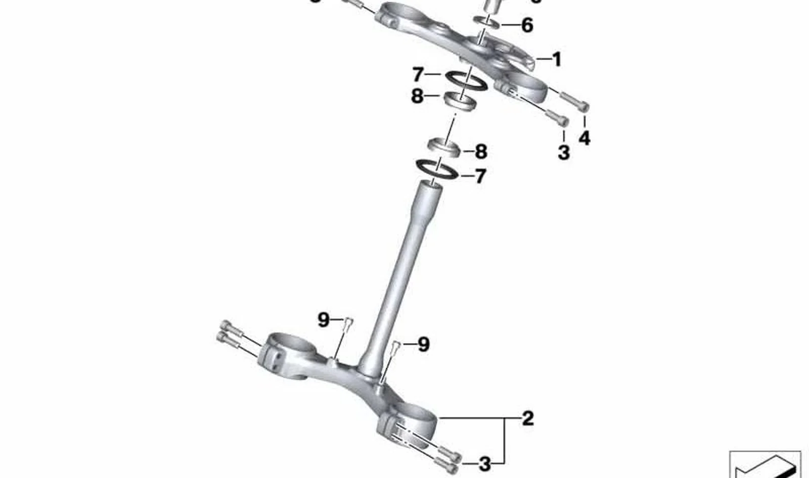 Puente de horquilla inferior OEM 31427725154 para BMW Motorrad C 600 Sport, C 650 Sport, C 650 GT. Original BMW Motorrad.