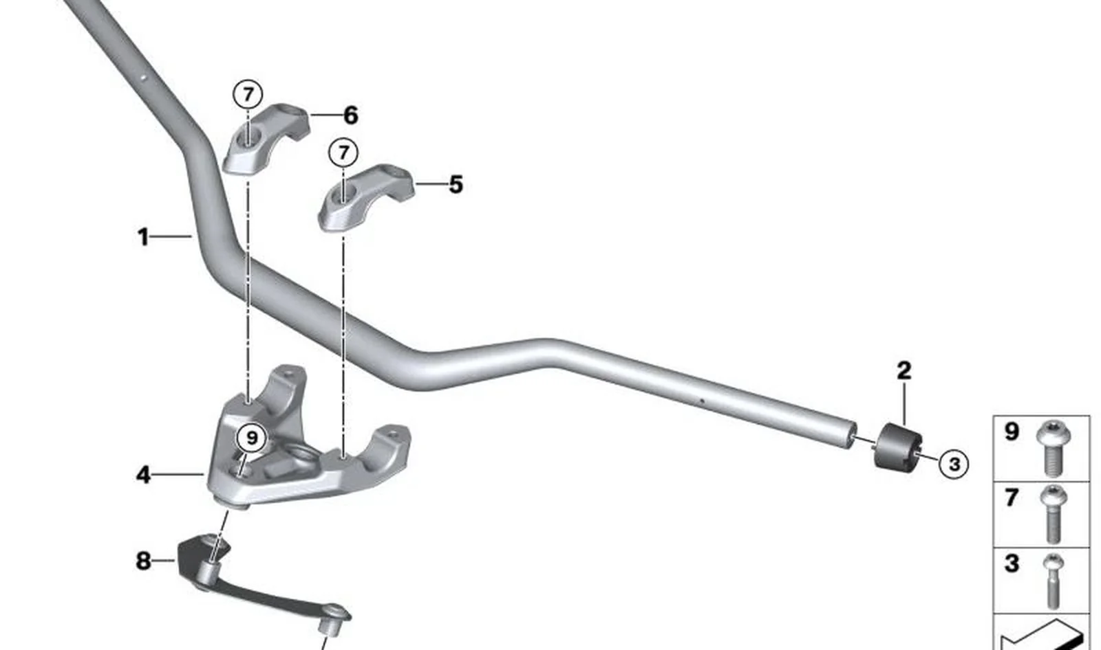 Puente del manillar OEM 31427922837 para motos BMW R1300GS, R1100GS Adv., R1300RT. Original BMW Motorrad.