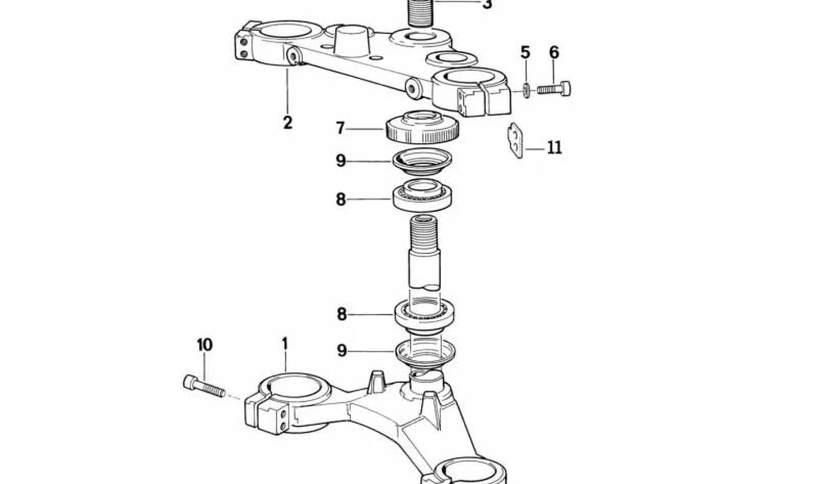 Puente horquilla inferior OEM 31422310214 para motos BMW K1, K 100 RS, K 1100 RS, K 1100 LT. Original BMW Motorrad.