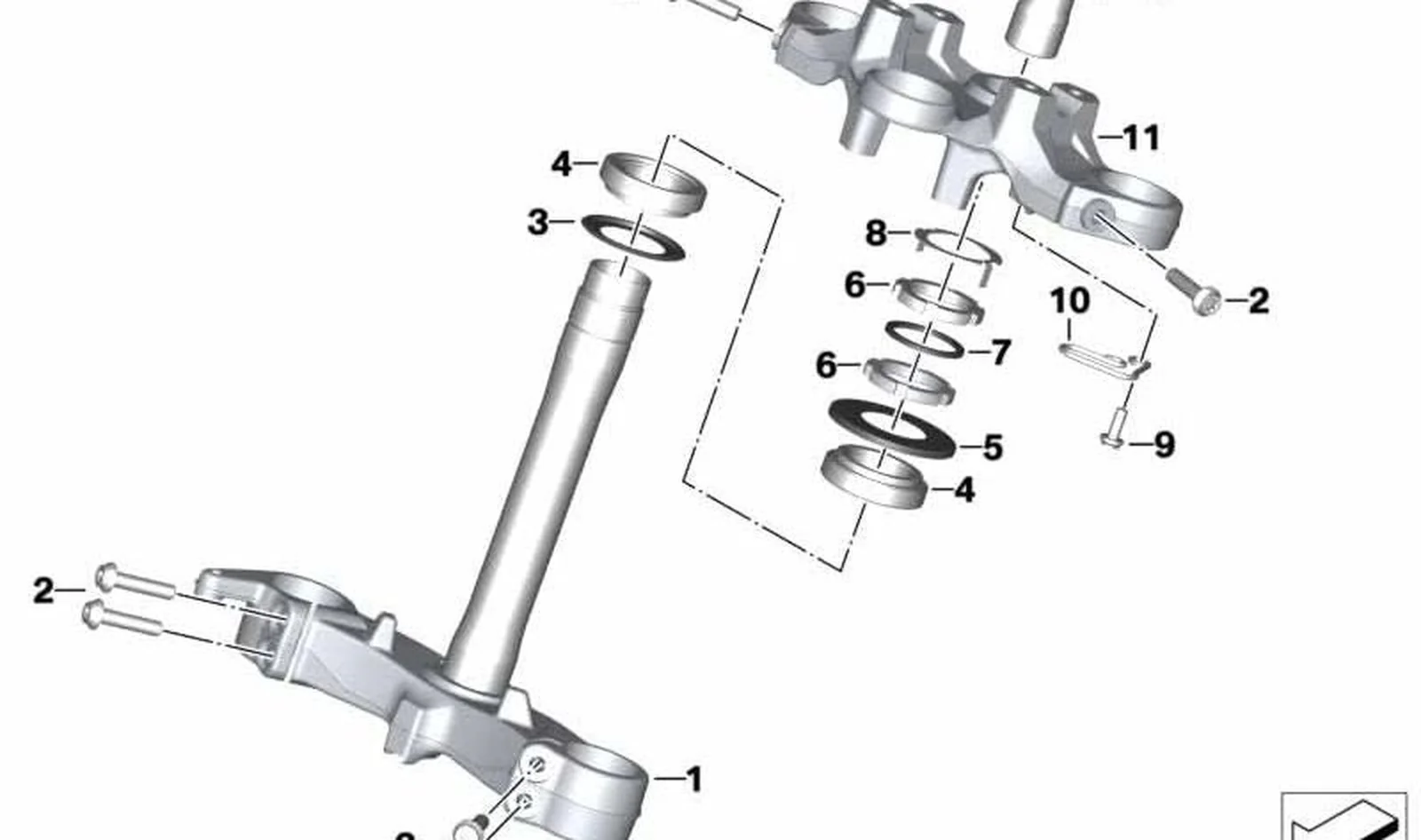 Puente horquilla superior OEM 31428404205 para motos BMW F 900 R, F 900 R A2 (K83) desde 11/2019. Original BMW Motorrad.