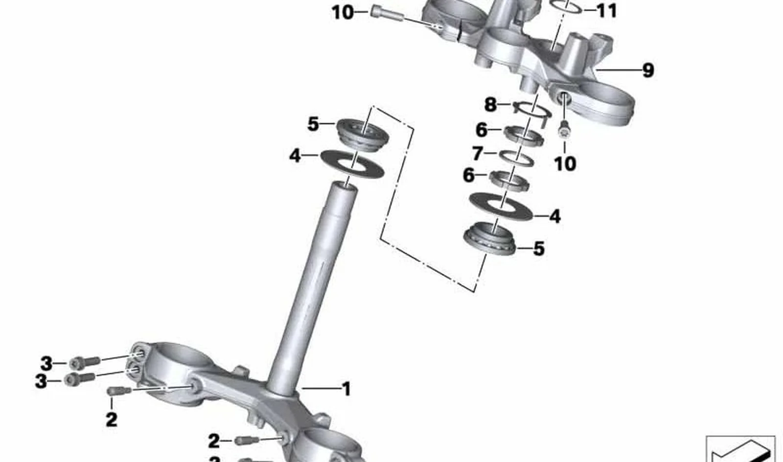 Puente horquilla superior OEM 31428542024 para motos BMW S 1000 R (K47, 02/2013-07/2016). Original BMW Motorrad.