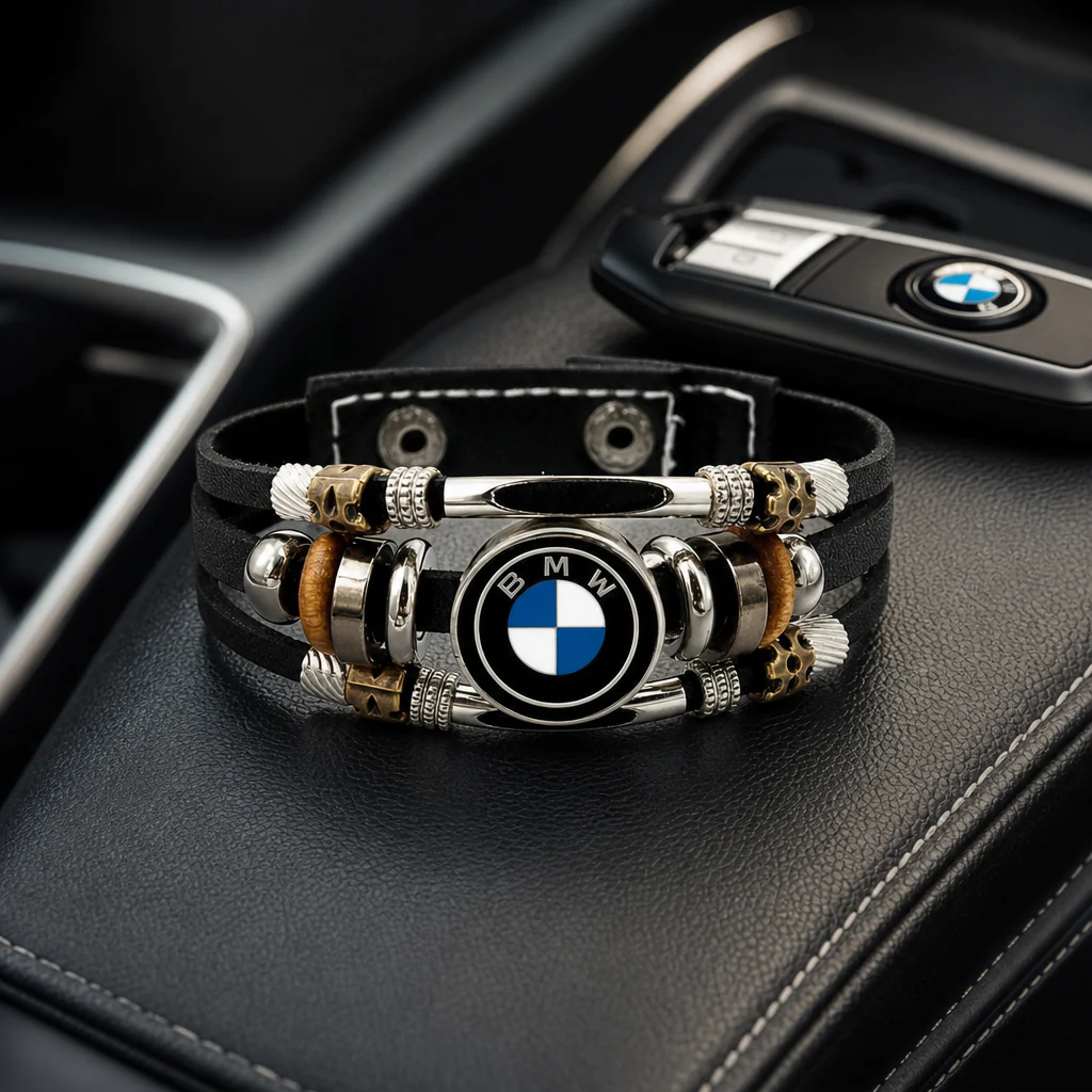 Pulsera BMW (brazalete) multicapa con medallón central - Image 7