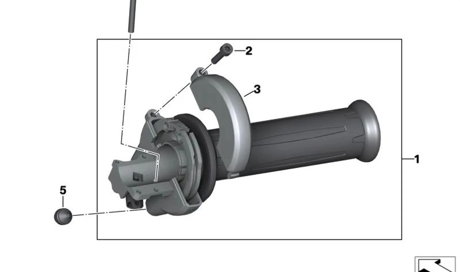 Puño acelerador OEM 61318522480 para BMW C 600 Sport, C 650 Sport, C 650 GT. Original BMW Motorrad.