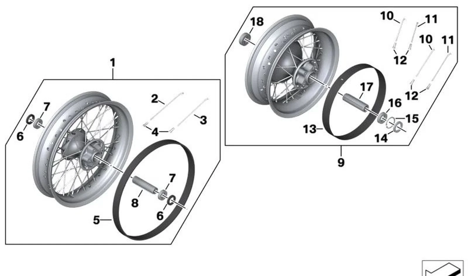 Racor de rueda OEM 36319444615 para BMW Motorrad R nineT, R nineT Pure, R nineT Scrambler, R 18... y más. Original BMW Motorrad.