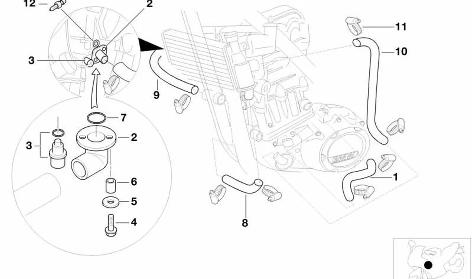 Racor escuadra OEM 11127652876 para motos BMW F 650 GS, F 650 GS Dakar, F 650 CS. Original BMW Motorrad.