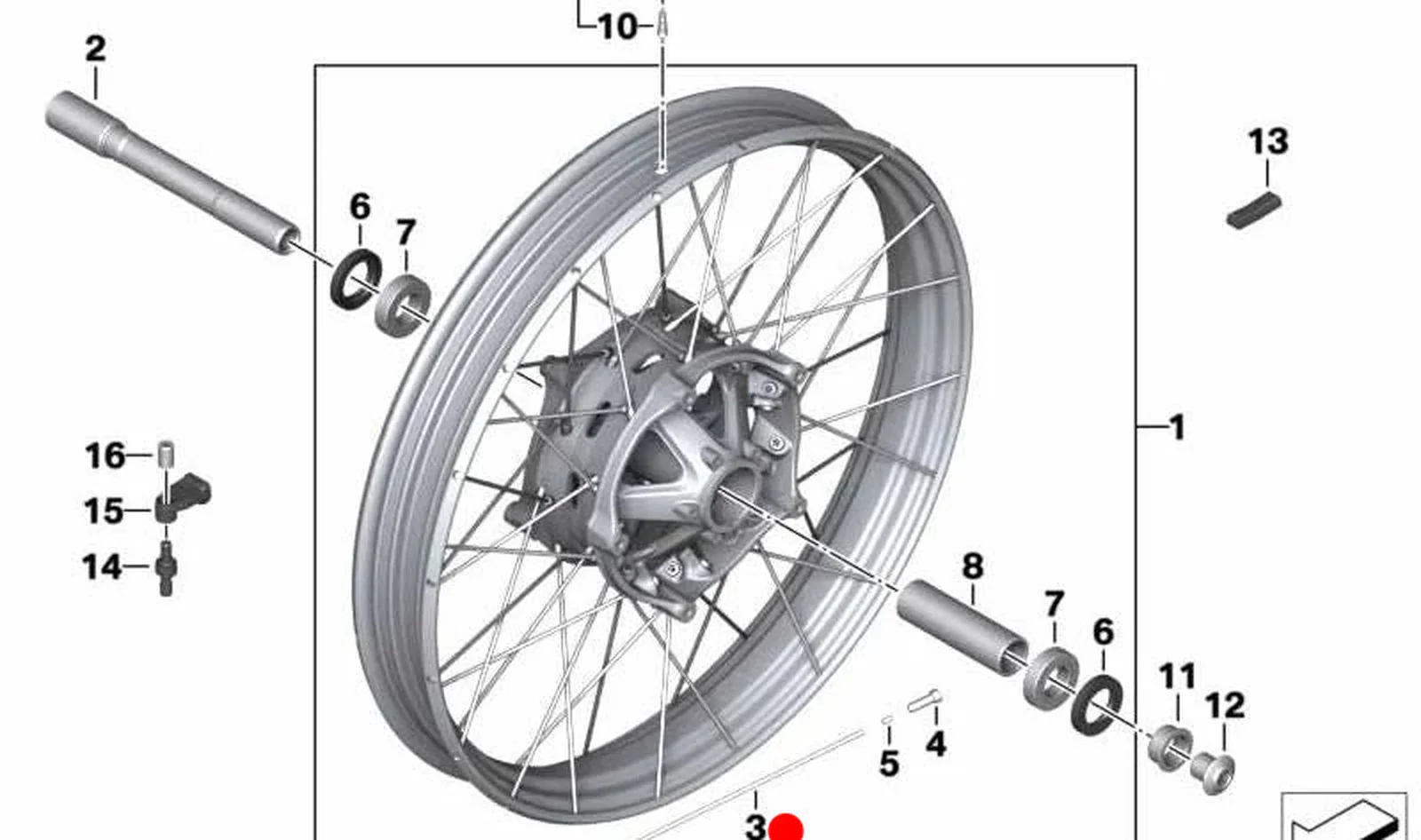 Radio de rueda OEM 36318406048 para motos BMW F 850 GS, F 900 GS, F 850 GS Adventure, F 900 GS Adventure. Original BMW Motorrad.