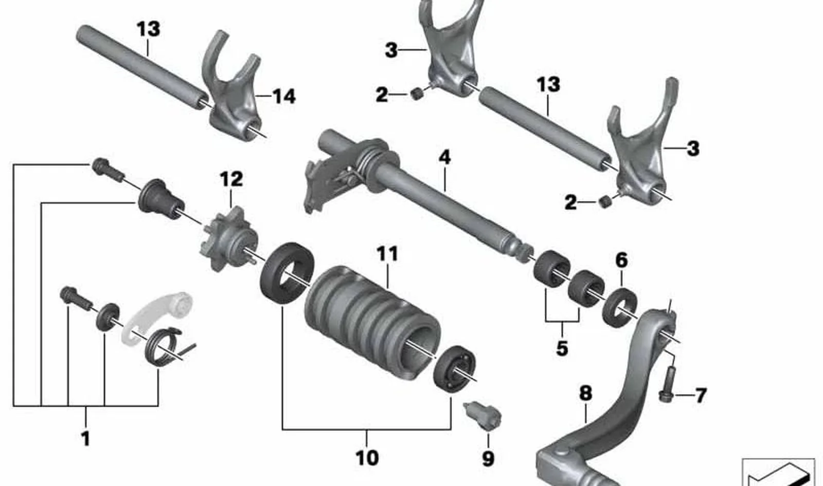 Rail de mando OEM 23007707045 para BMW Motorrad G450X (2008-2011). Original BMW Motorrad.