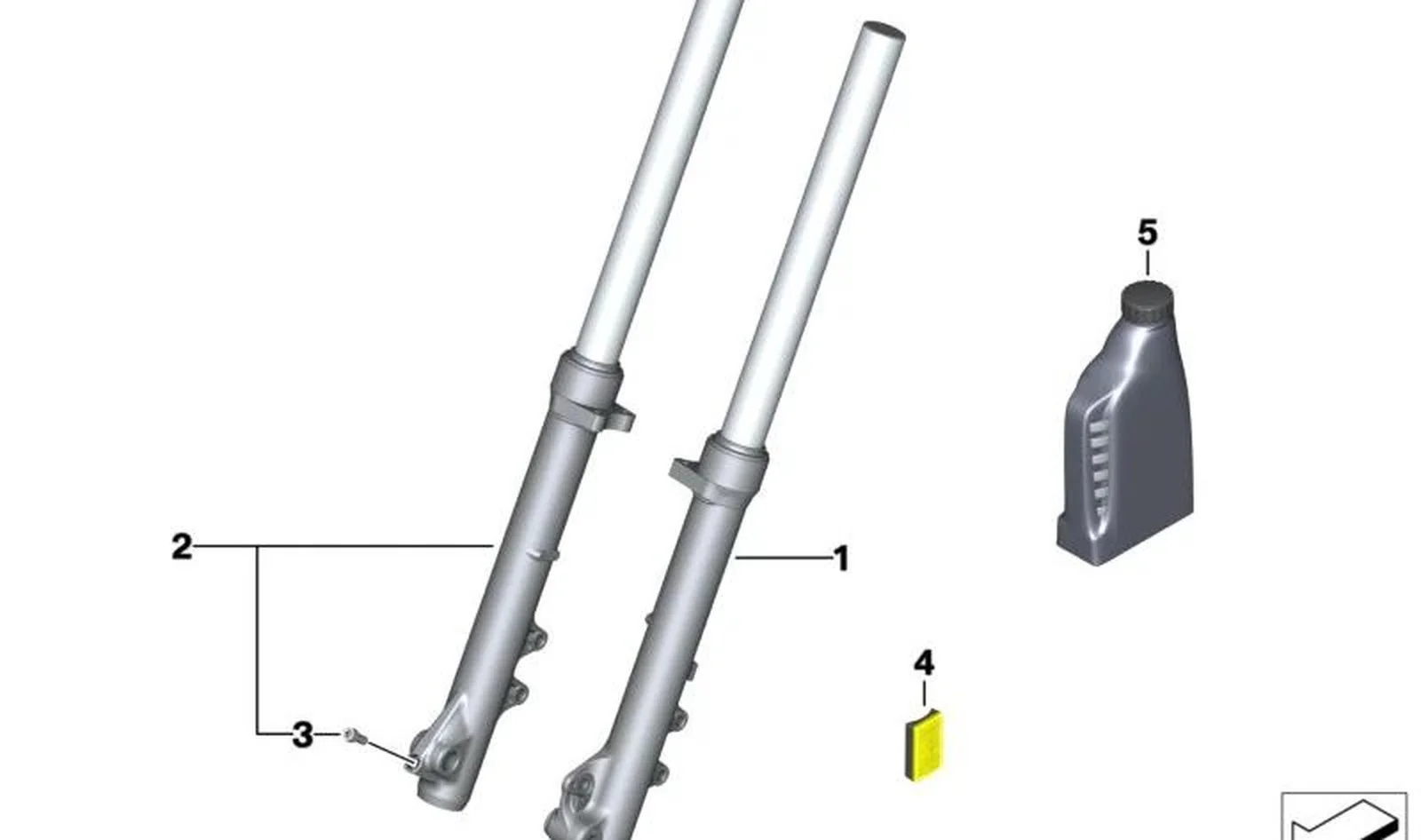 Rama de horquilla derecha OEM 31428534998 para motos BMW F700GS. Original BMW Motorrad.