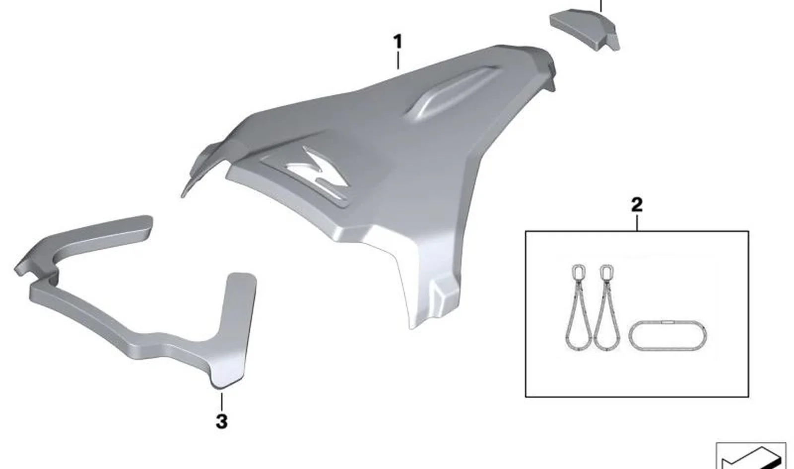 Recubrimiento asiento acompañante negro OEM 46631541331 para motos BMW F 900 R (11/2018 - 03/2025). Original BMW Motorrad.