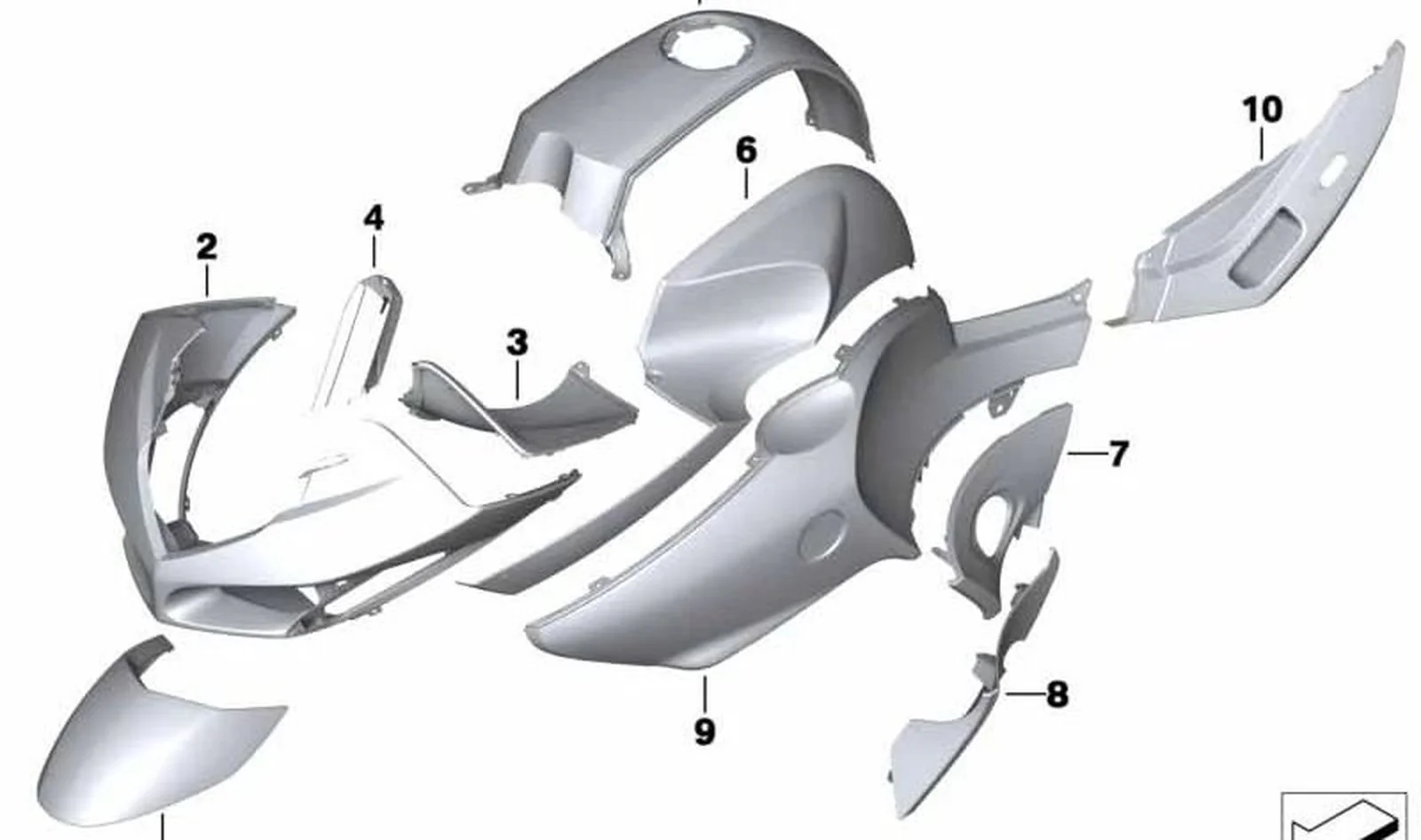 Recubrimiento color imprimación izquierda OEM 46637678051 para BMW Motorrad R1200ST serie R. Original BMW Motorrad.