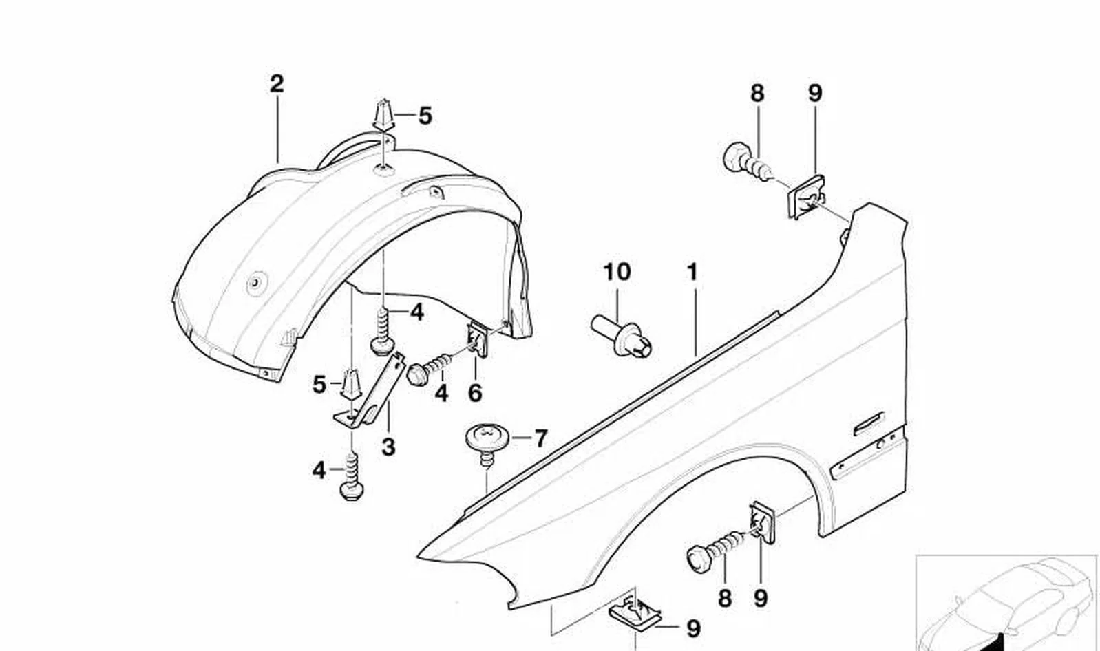 Recubrimiento cubrerueda delantero izquierdo OEM 51718159423 para BMW Serie 5 E39. Original BMW. - Image 3