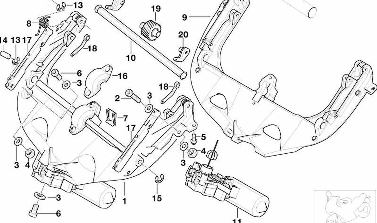 Regulación de parabrisas eléctrico OEM 46632313790 para motos BMW R1100RT, R850RT. Original BMW Motorrad.
