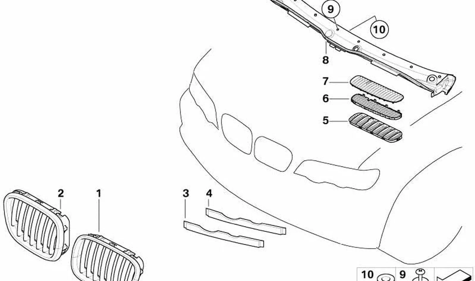 Rejilla de adorno delantera derecha OEM 51138402646 para BMW X5 E53. Original BMW. - Image 4