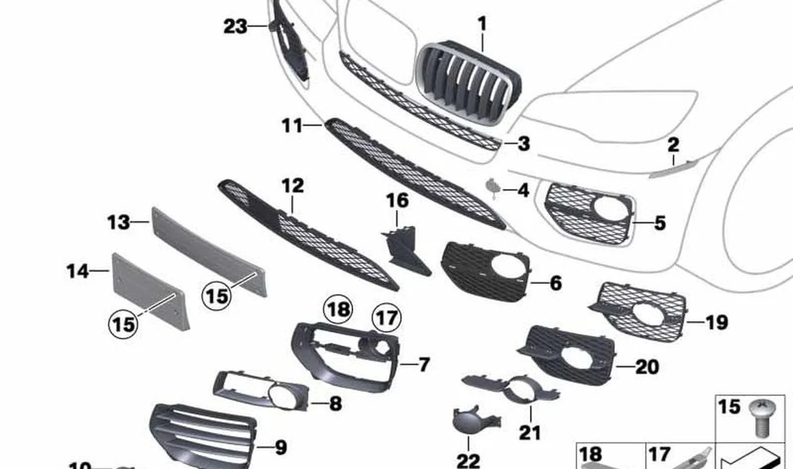 Rejilla de adorno delantera izquierda OEM 51137157687 para BMW X5 E70, X5 E70 LCI, X6 E71. Original BMW. - Image 8