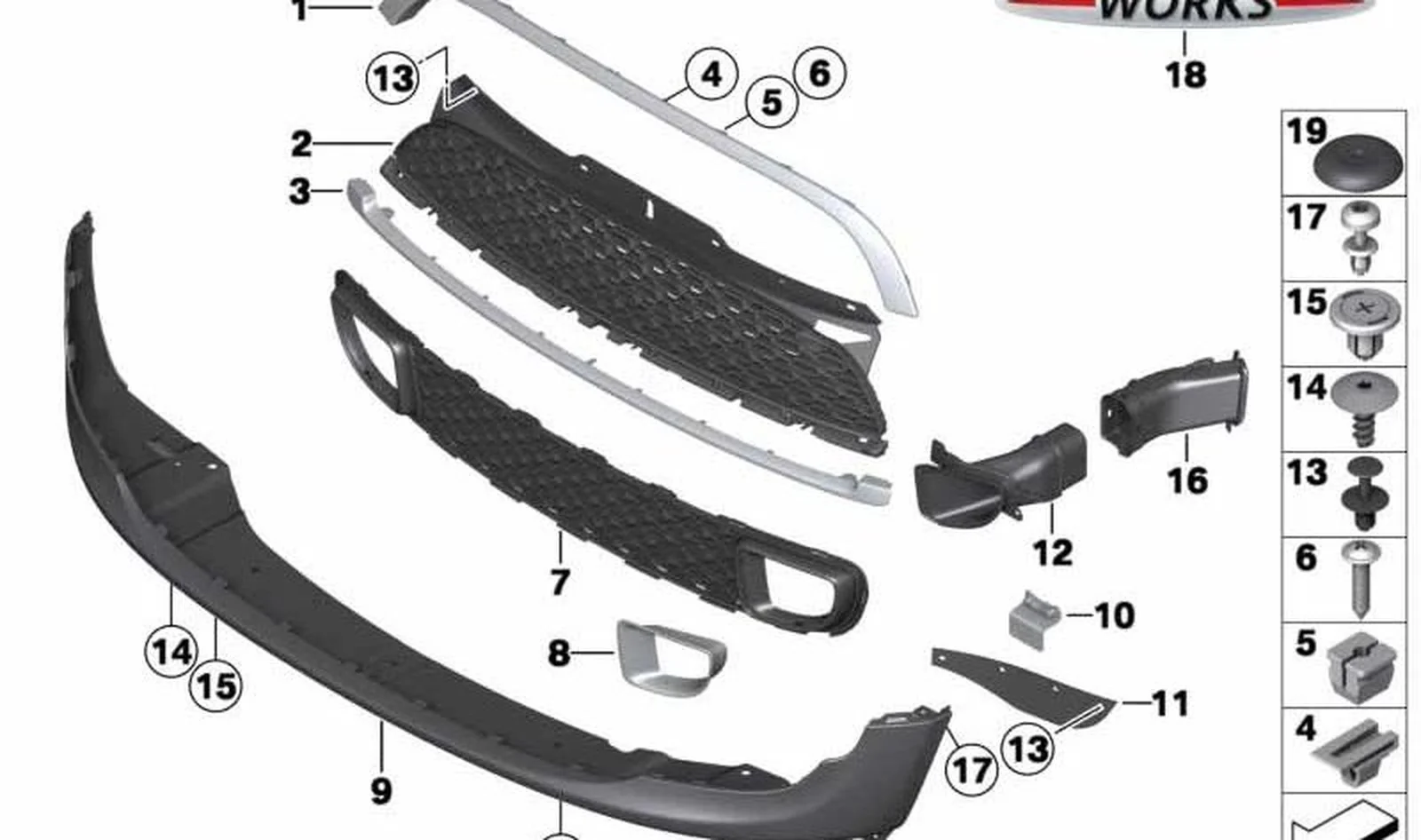 Rejilla decorativa inferior OEM 51117289990 para MINI R56 LCI, Clubman R55 LCI, Cabrio R57 LCI, Coupé R58, Roadster R59. Original MINI. - Image 2