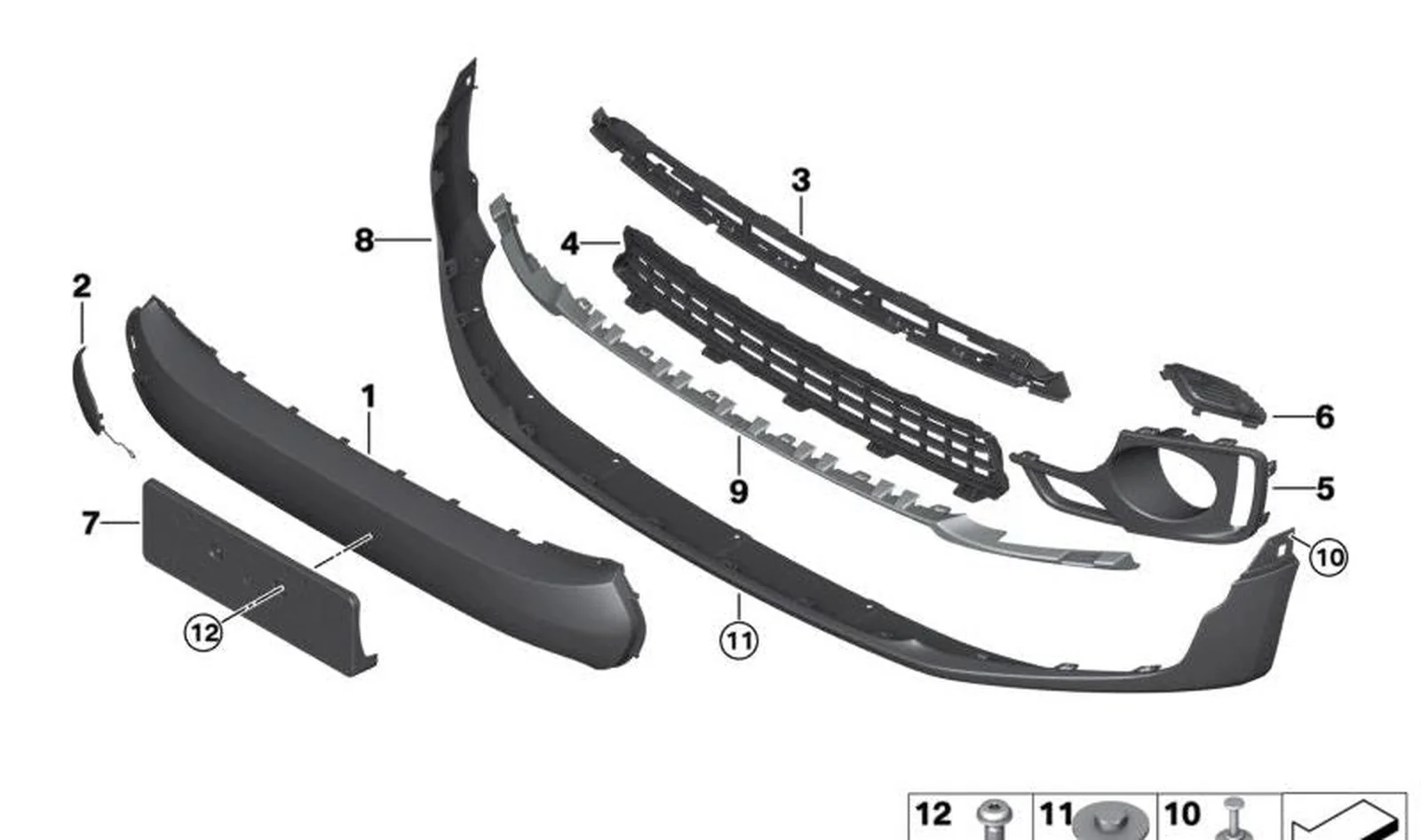 Rejilla lateral abierta derecha OEM 51117447816 para MINI Clubman F54, JCW, JCW ALL4. Original MINI.