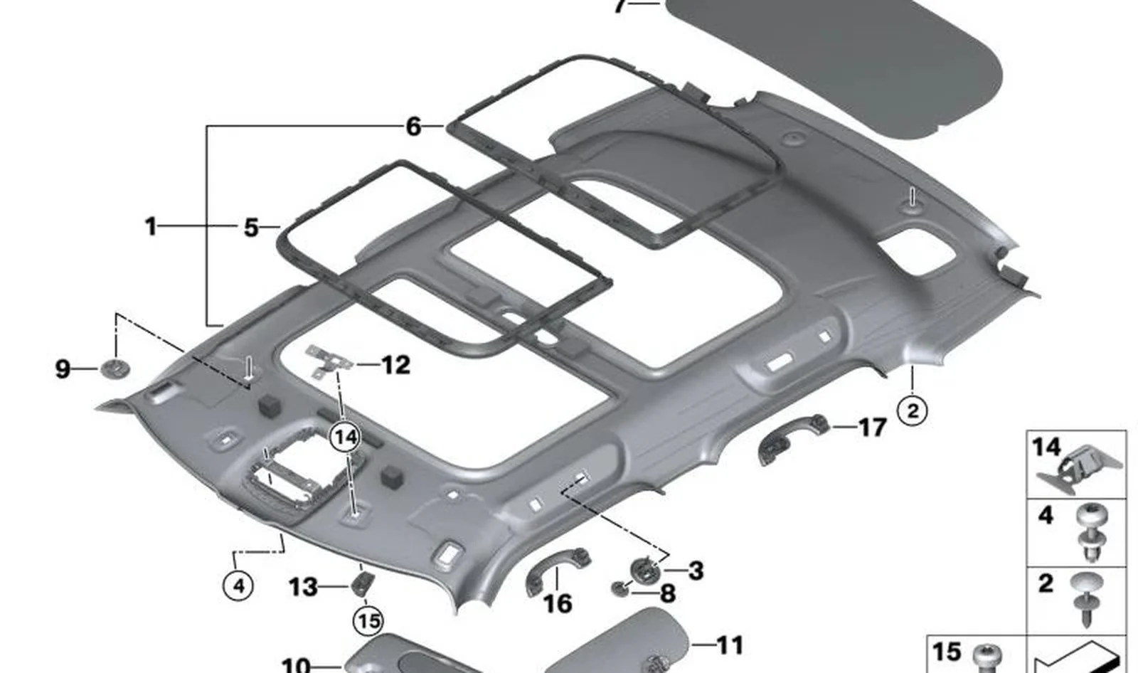 Remache dilatable color SATELLITE GREY OEM 51447376646 para MINI F56, F56 BEV, F56 LCI, F66, F55, F55 LCI, F65, Clubman F54, Clubman F54 LCI, Countryman F60, Countryman F60 LCI... y más. Original MINI.