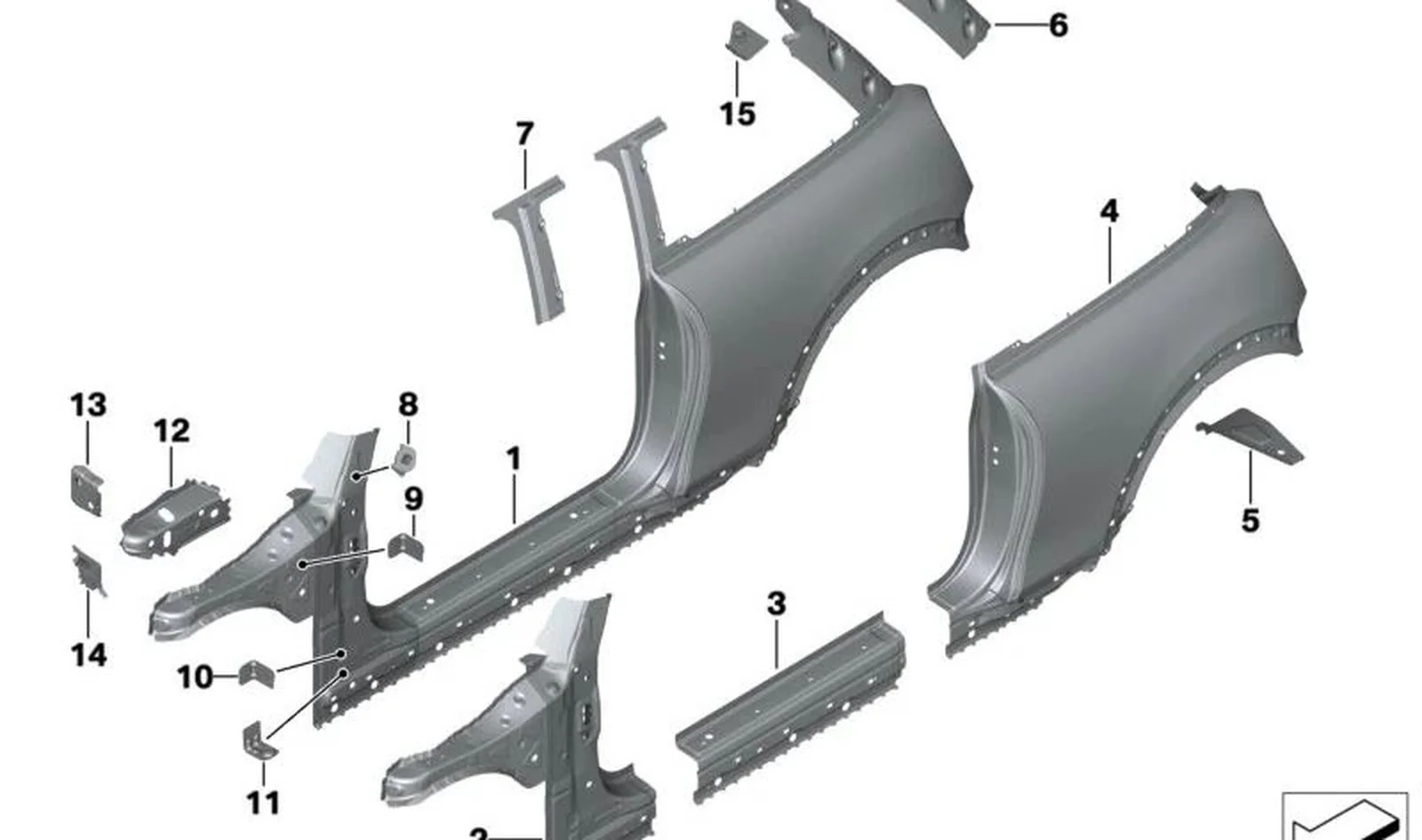 Remate de columna B izquierda OEM 41007387975 para MINI F56, F56 BEV, F56 LCI, F66. Original MINI.