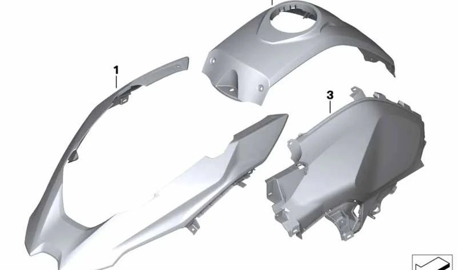 Remate depósito izquierdo Asphalt-Grey OEM 46638409249 para BMW Motorrad R 1200 GS, R 1250 GS. Original BMW Motorrad.