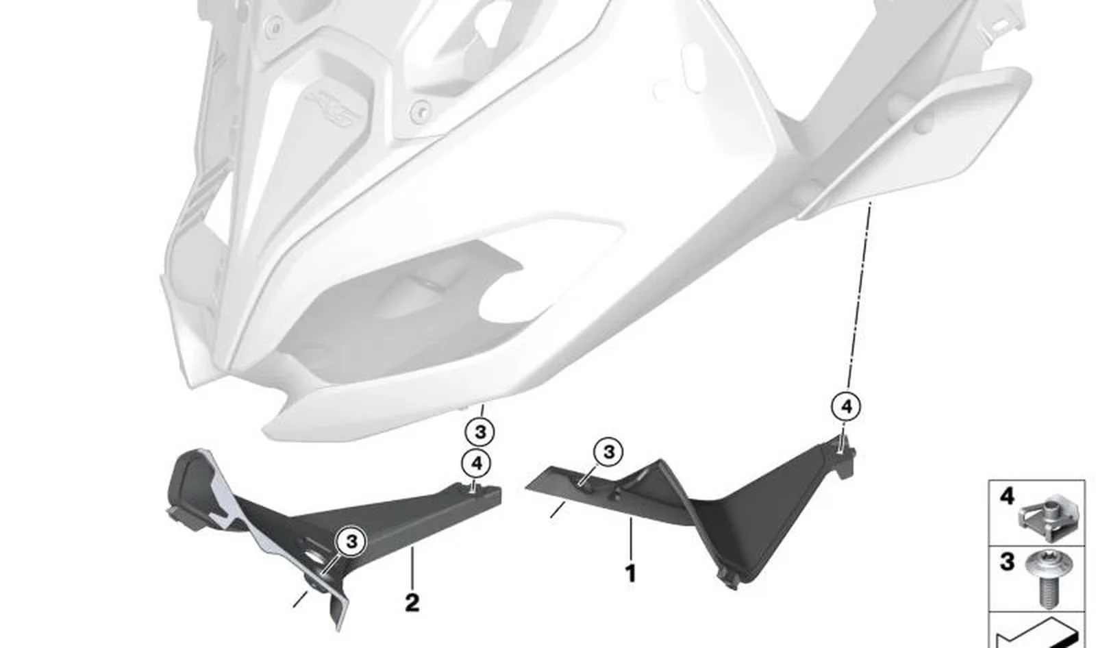 Remate interior izquierdo OEM 46637105869 para BMW Motorrad R 1250 RS, R 1200 RS. Original BMW Motorrad.